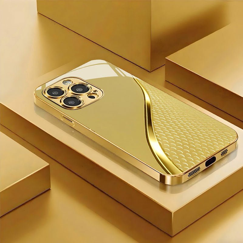 Coque de téléphone en verre trempé plaqué or pour iPhone - Shopbyshopima